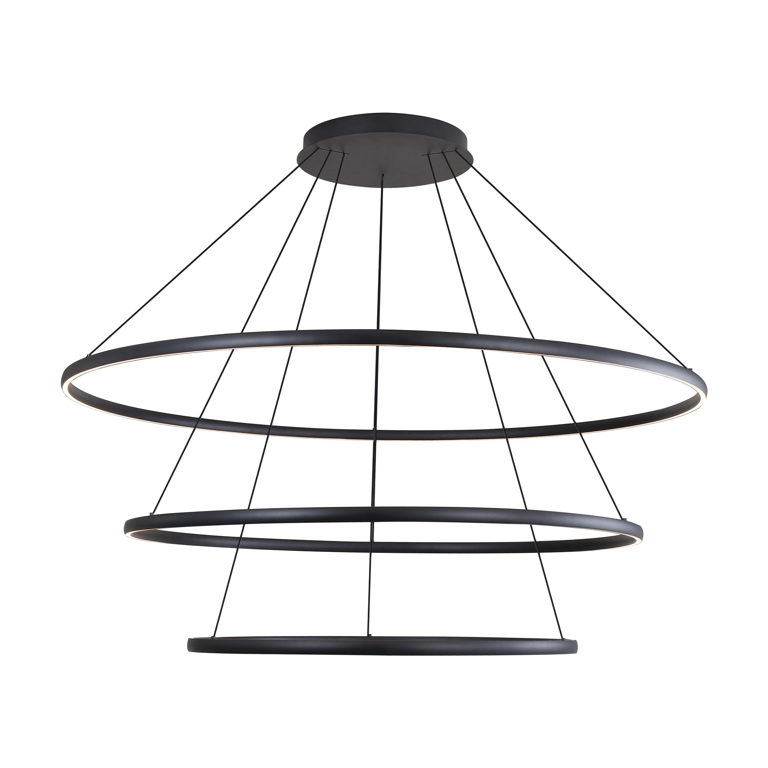 Veritas 71" 3-tier Bi-directional LED Chandelier in Sand Black - - Golden Lighting