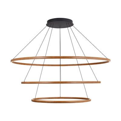 Veritas 71" 3-tier Bi-directional LED Chandelier in Walnut - - Golden Lighting