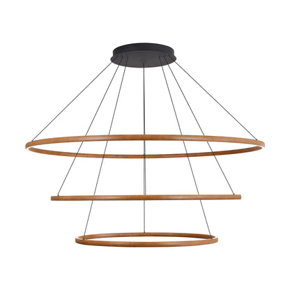 Veritas 3 Tier - 71" LED Ring Chandelier in Driftwood - Default Title - Golden Lighting