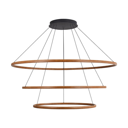Veritas 3 Tier - 71" LED Ring Chandelier in Driftwood - - Golden Lighting