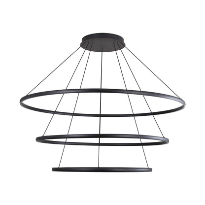 Veritas 3 Tier - 71" LED Ring Chandelier in Sand Black - - Golden Lighting
