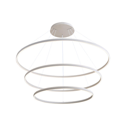 Veritas 3 Tier - 71" LED Ring Chandelier in Sand White - Default Title - Golden Lighting