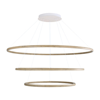 Veritas 3 Tier - 71" LED Ring Chandelier in Walnut - - Golden Lighting