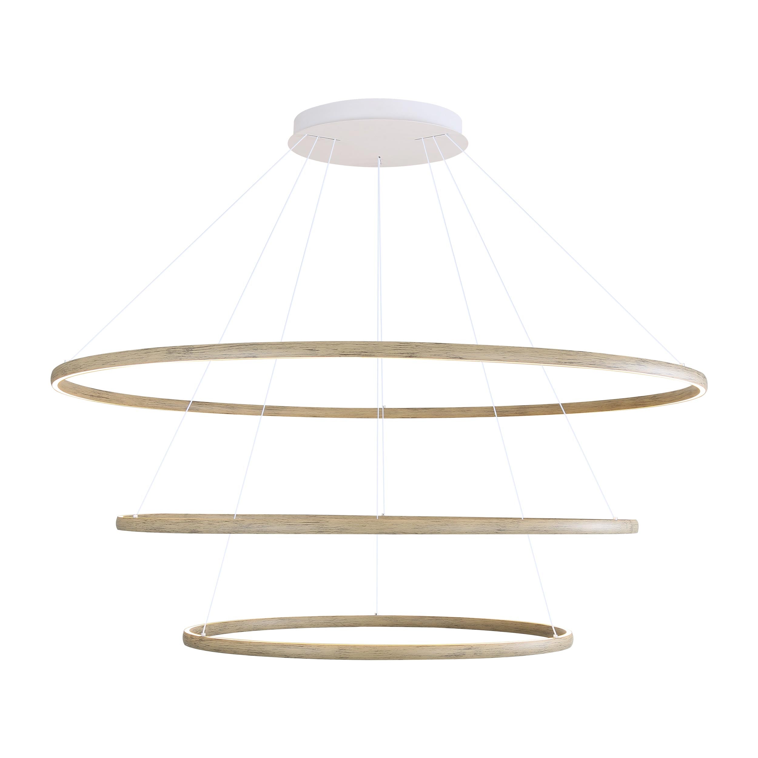 Veritas 3 Tier - 71" LED Ring Chandelier in Walnut - Default Title - Golden Lighting