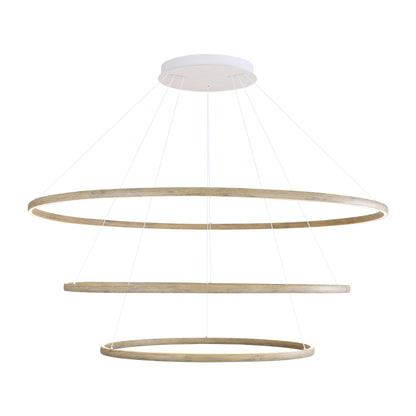 Veritas 3 Tier - 71" LED Ring Chandelier in Walnut - Default Title - Golden Lighting