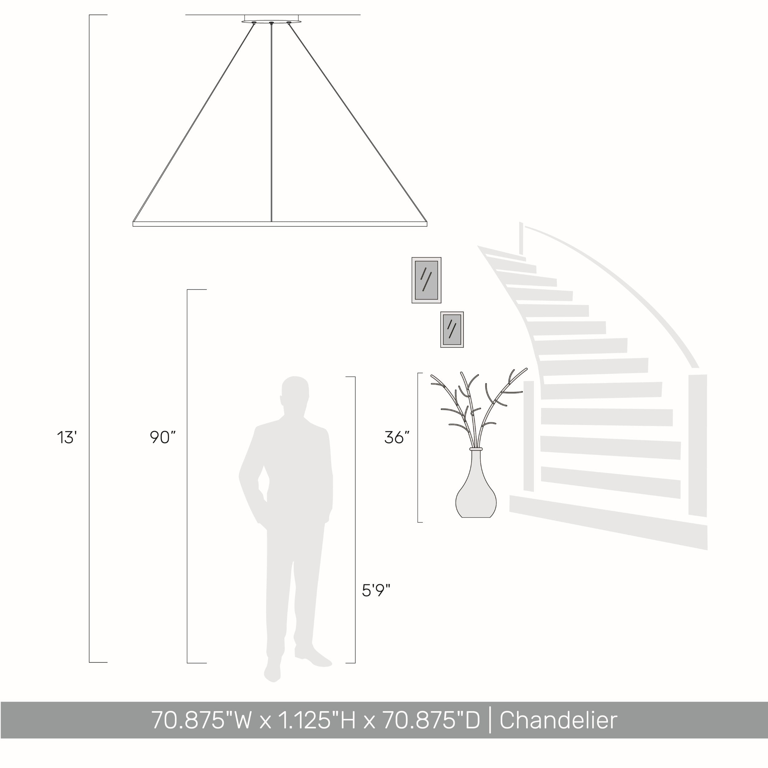 Veritas 71" Bi-directional LED Chandelier in Walnut - - Golden Lighting