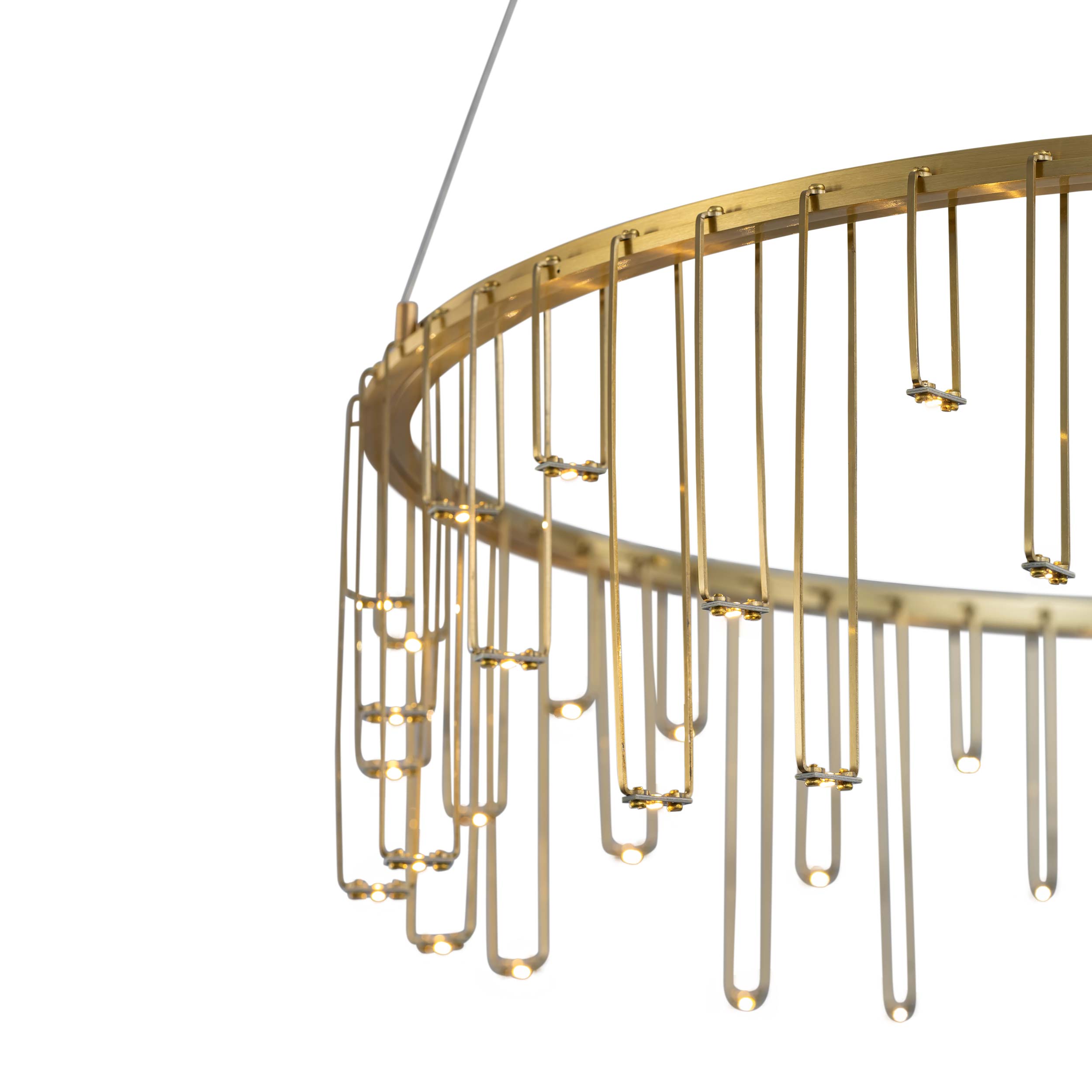 Lucerna 26" LED Chandelier in Stainless Steel Gold - - Golden Lighting