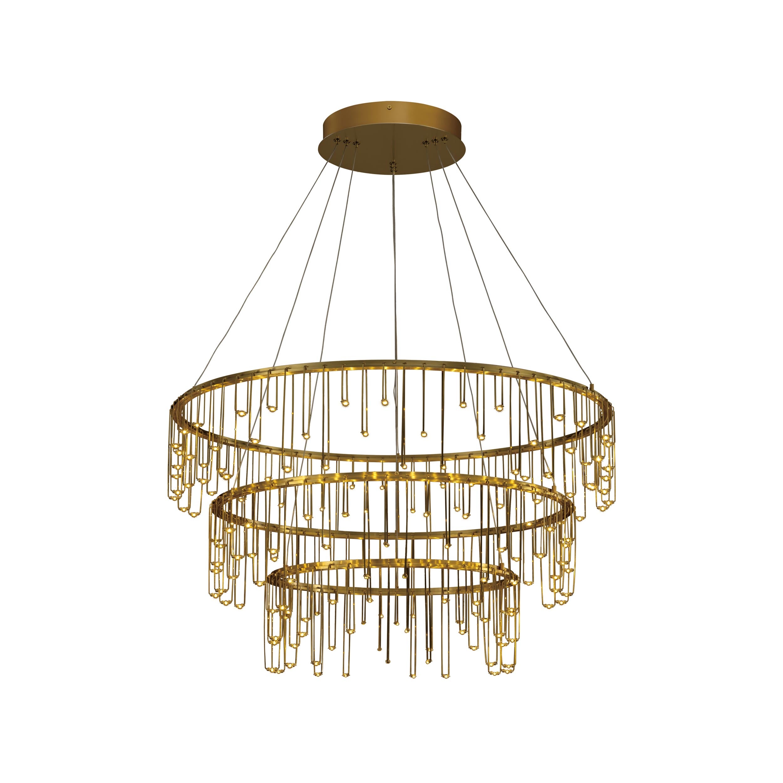 Golden Lighting Lucerna Integrated LED 3-tier Chandelier in Stainless Steel Gold - - Golden Lighting