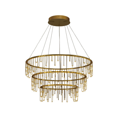 Golden Lighting Lucerna Integrated LED 3-tier Chandelier in Stainless Steel Gold - - Golden Lighting