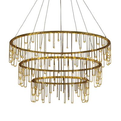 Golden Lighting Lucerna Integrated LED 3-tier Chandelier in Stainless Steel Gold - - Golden Lighting