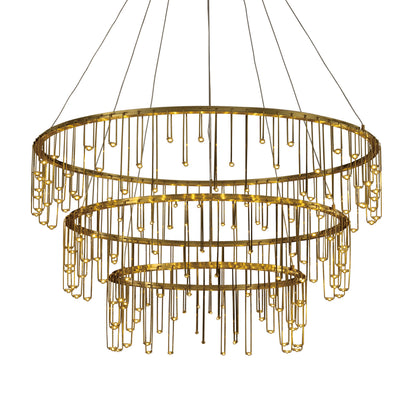 Golden Lighting Lucerna Integrated LED 3-tier Chandelier in Stainless Steel Gold - - Golden Lighting