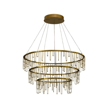 Golden Lighting Lucerna Integrated LED 3-tier Chandelier in Stainless Steel Gold