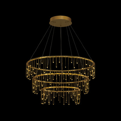 Lucerna - 3-tier Chandelier - Stainless Steel Gold / No Shade / N/A - Golden Lighting