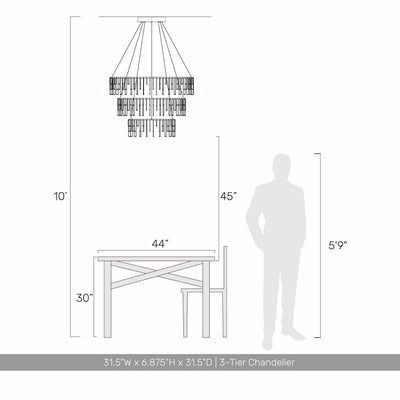 Golden Lighting Lucerna Integrated LED 3-tier Chandelier in Stainless Steel Gold - - Golden Lighting