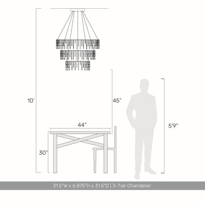 Golden Lighting Lucerna Integrated LED 3-tier Chandelier in Stainless Steel Gold - - Golden Lighting