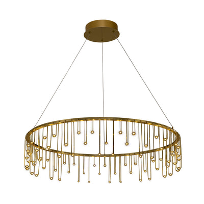 Golden Lighting Lucerna Integrated LED 32in Chandelier in Stainless Steel Gold - - Golden Lighting