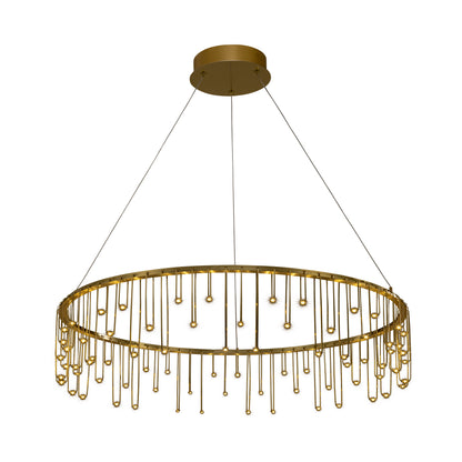 Golden Lighting Lucerna Integrated LED 32in Chandelier in Stainless Steel Gold - - Golden Lighting