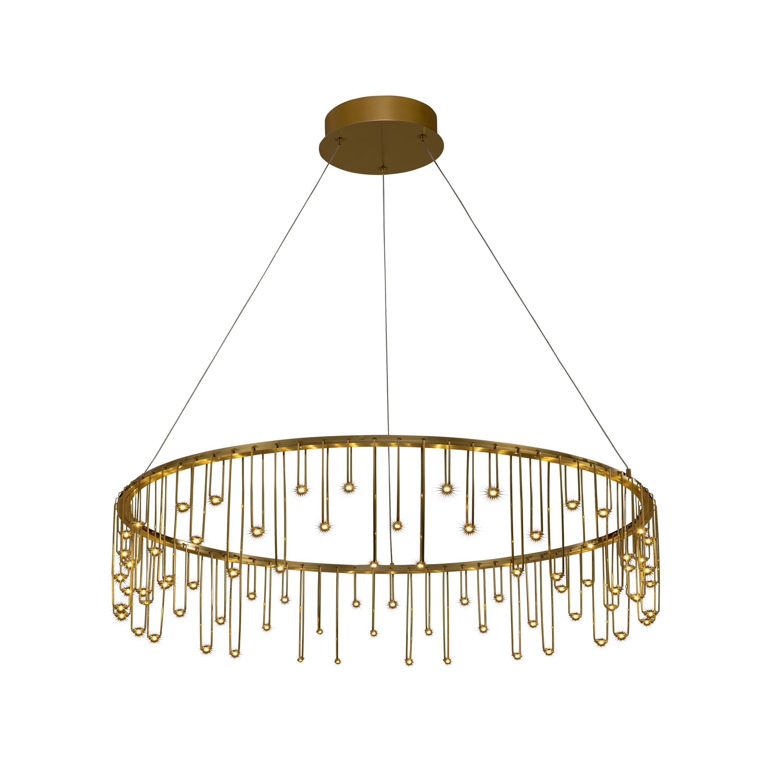 Lucerna 32" LED Chandelier in Stainless Steel Gold - - Golden Lighting