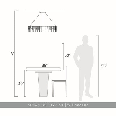 Golden Lighting Lucerna Integrated LED 32in Chandelier in Stainless Steel Gold - - Golden Lighting