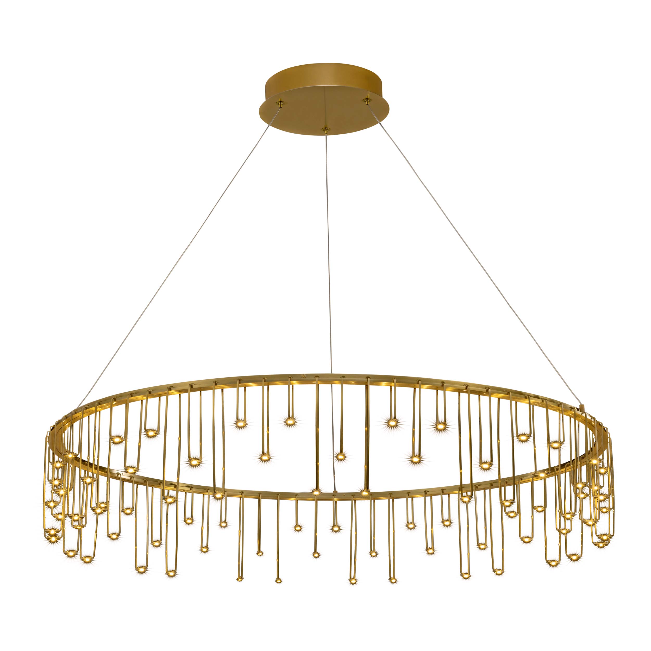 Golden Lighting Lucerna Integrated LED 39in Chandelier in Stainless Steel Gold