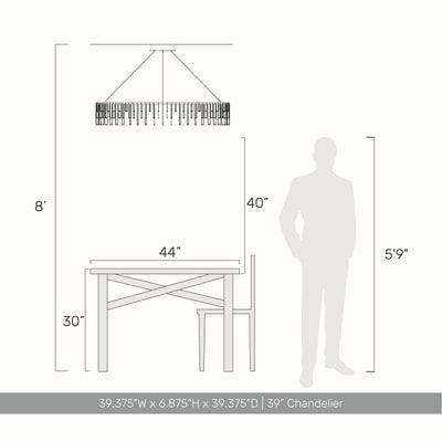 Golden Lighting Lucerna Integrated LED 39in Chandelier in Stainless Steel Gold - - Golden Lighting