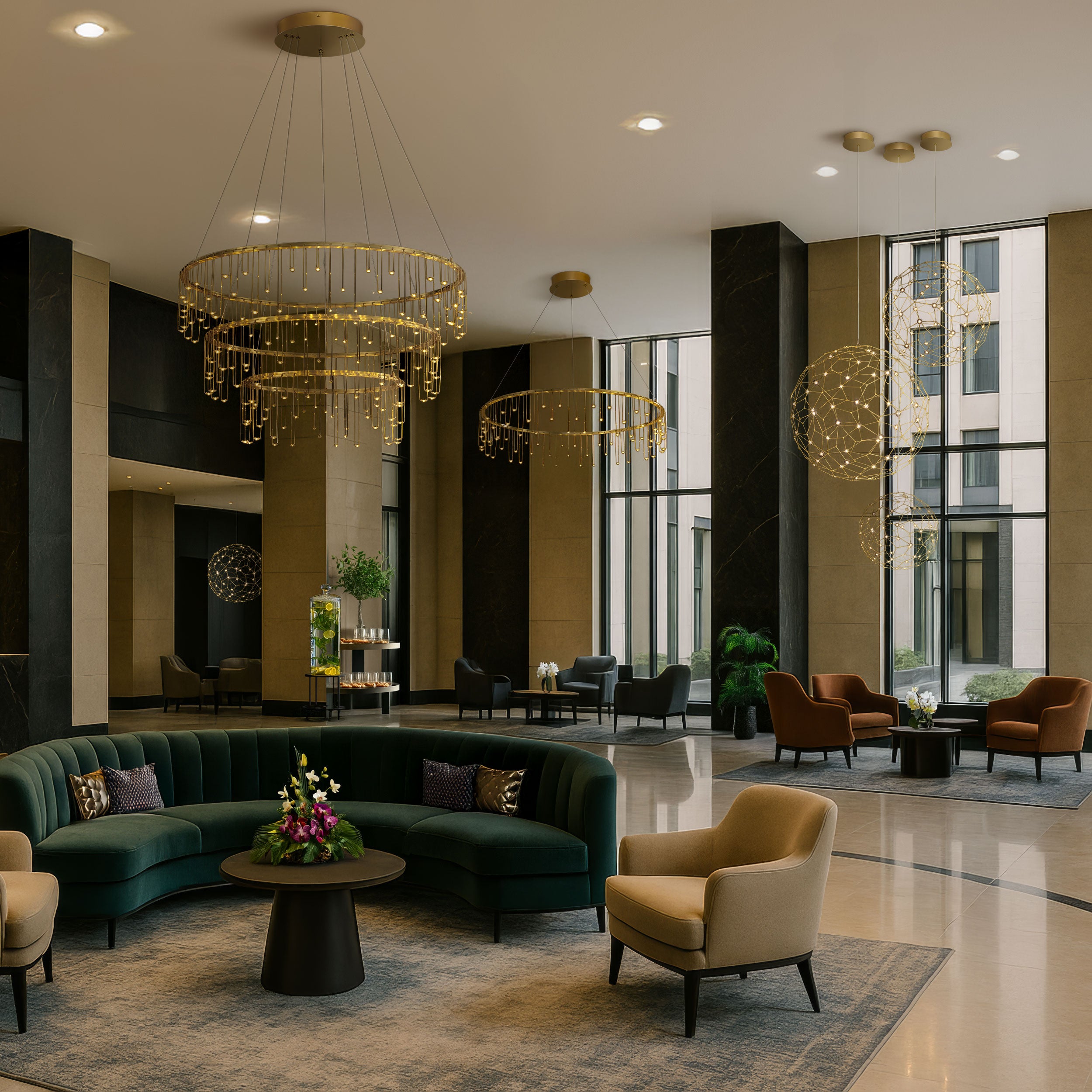 Lucerna 3 Tier - LED Chandelier in Stainless Steel Gold - - Golden Lighting