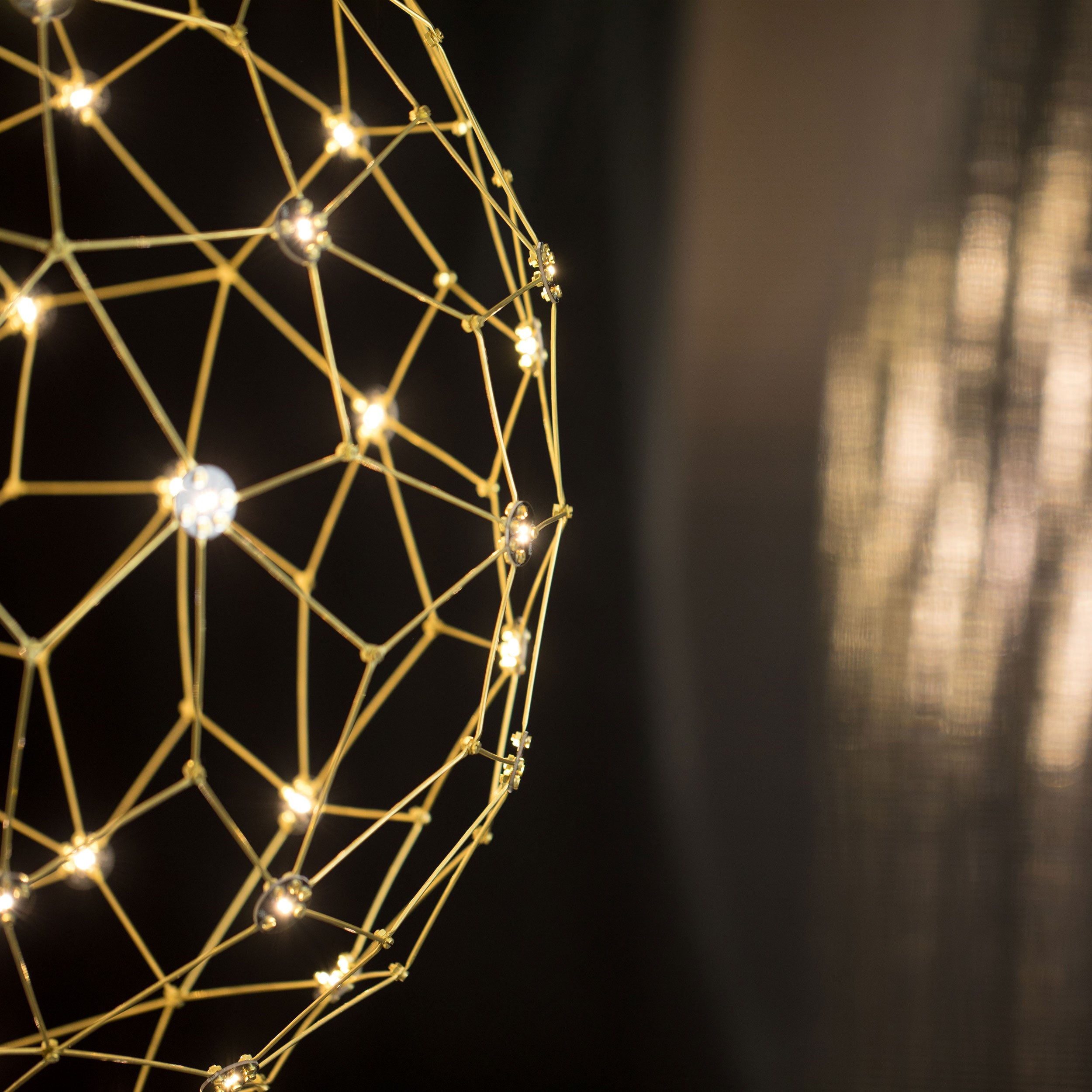 Spheris 32" LED Globe Pendant in Natural Brass - - Golden Lighting