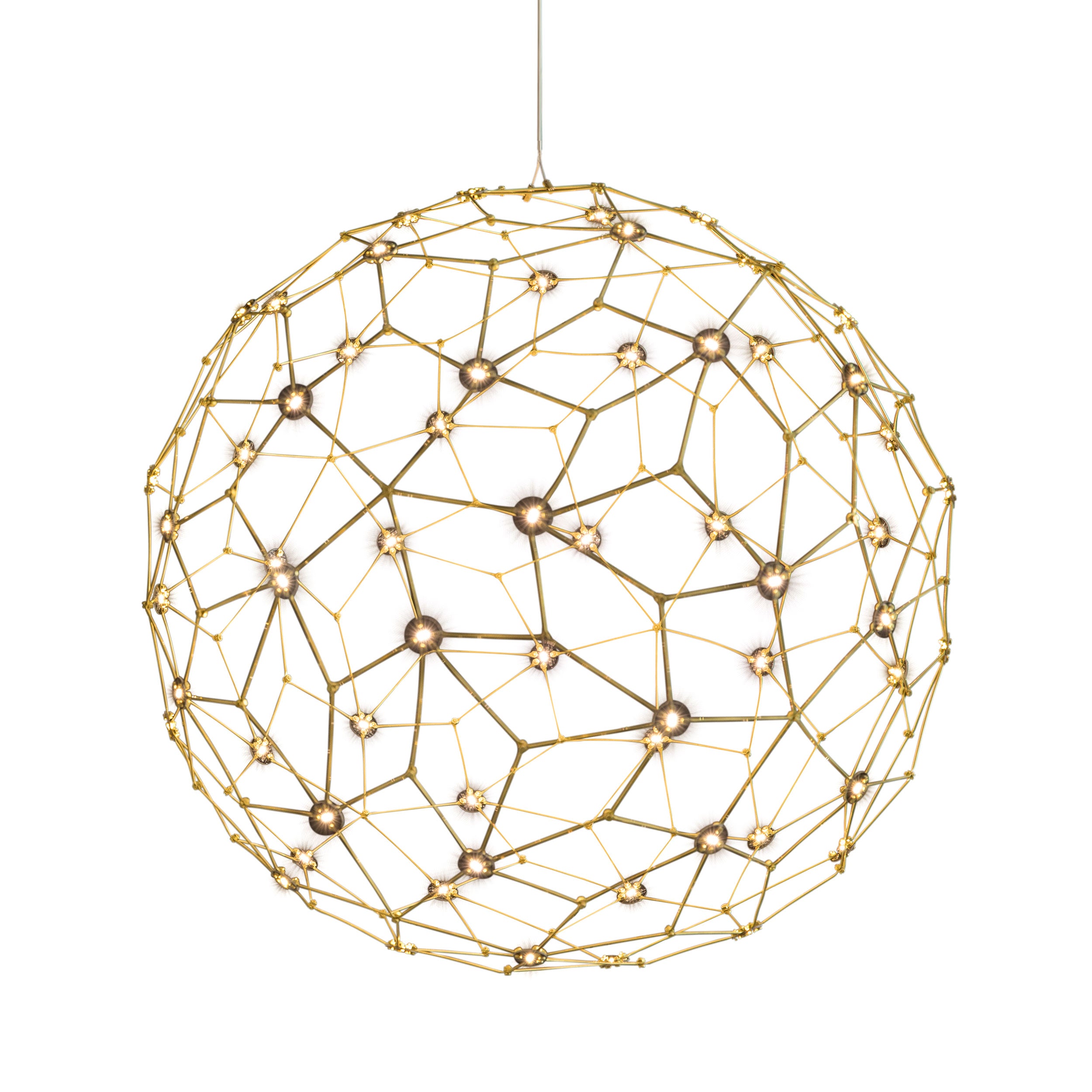 Spheris 32" LED Globe Pendant in Natural Brass - - Golden Lighting