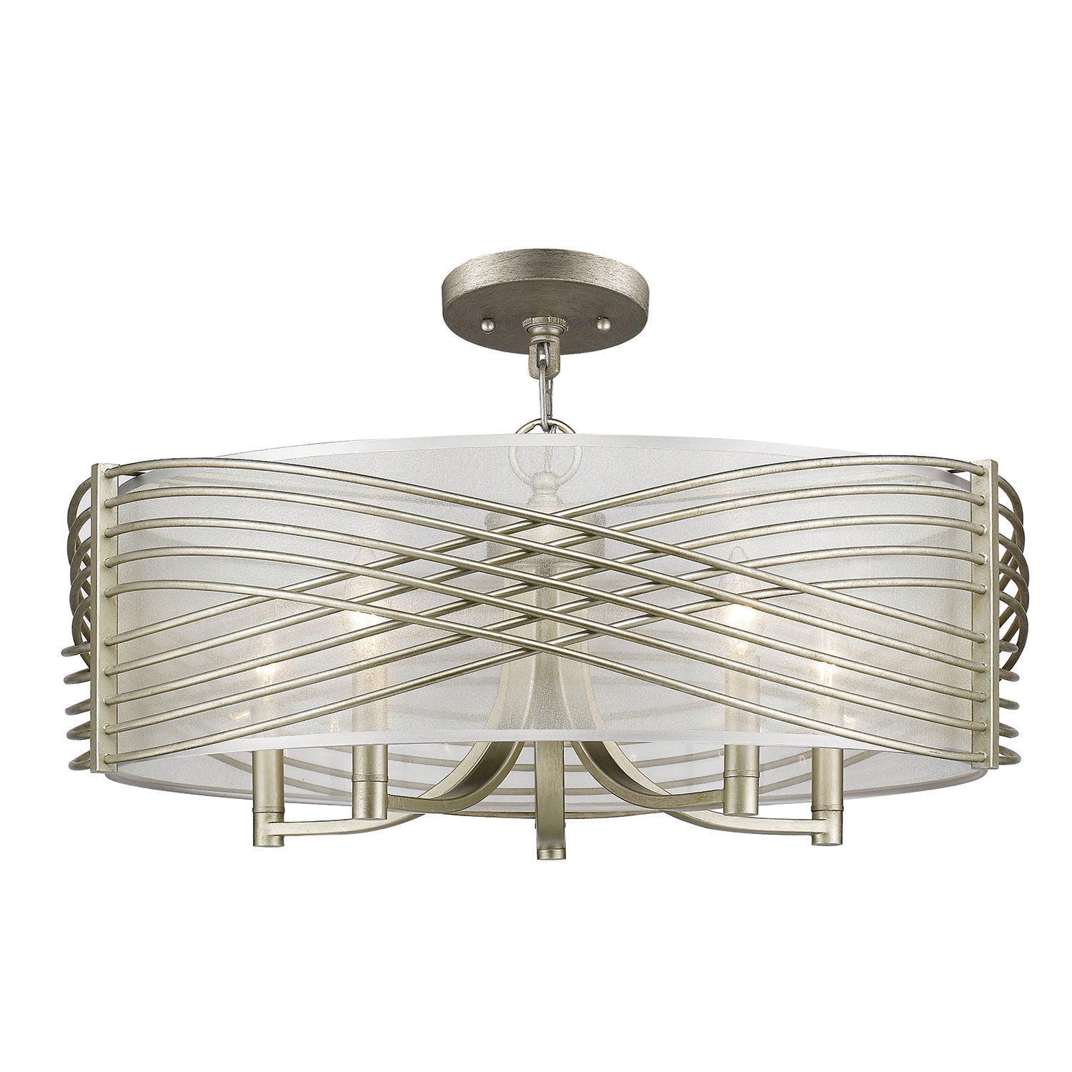 Zara 5-Light Semi-Flush in White Gold - - Golden Lighting