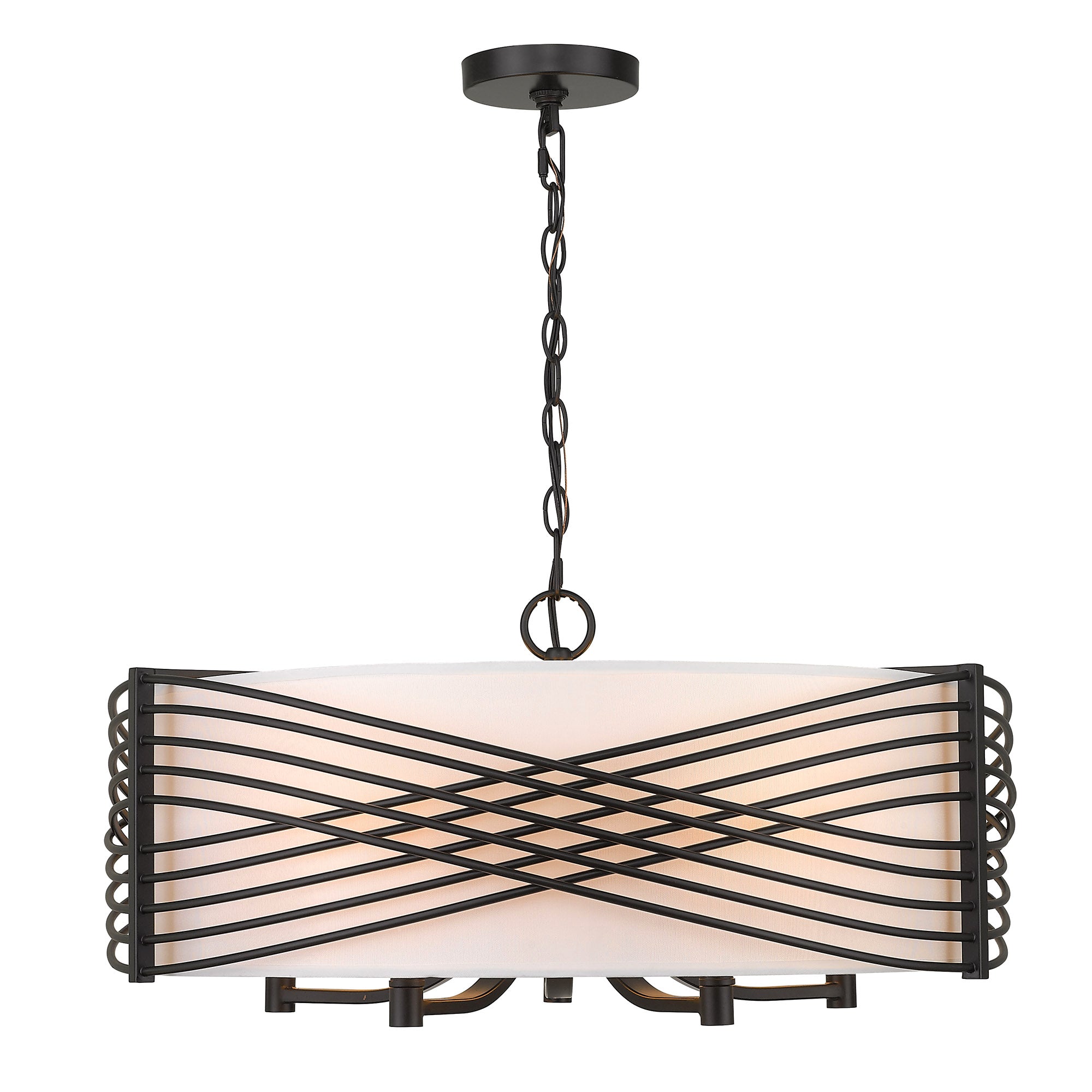 Zara 5-Light Chandelier in Matte Black - Matte Black / Modern White / White - Golden Lighting