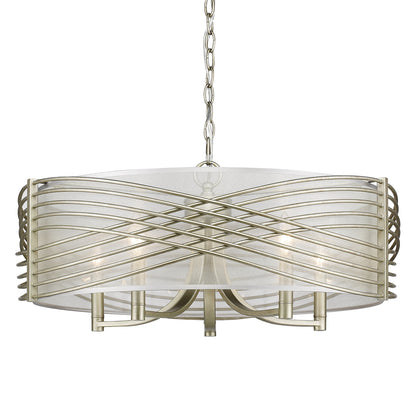 Zara 5-Light Chandelier in White Gold - White Gold / Sheer Opal / Silver - Golden Lighting