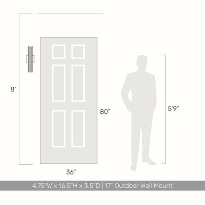 Golden Lighting Rodara Integrated LED 17in Outdoor Wall in Matte Black - - Golden Lighting