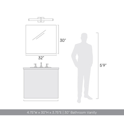 Golden Lighting Elon Integrated LED 30in Vanity in Chrome - - Golden Lighting