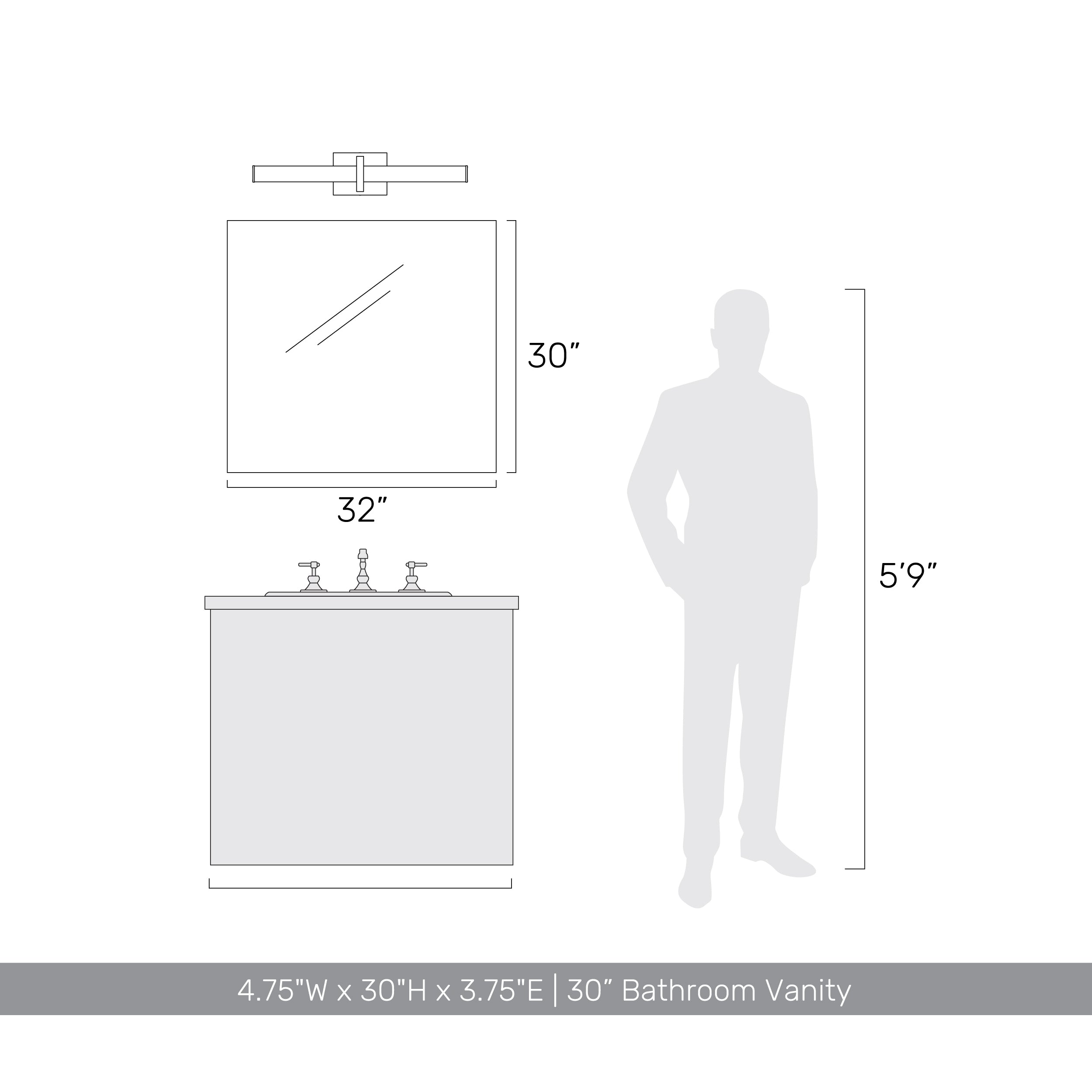 Golden Lighting Elon Integrated LED 30in Vanity in Pewter - - Golden Lighting