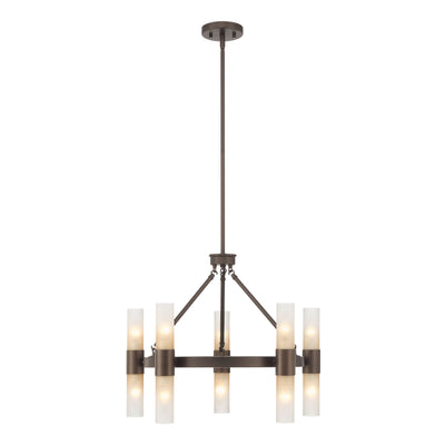 Lyssna Cirkel 10-light Chandelier in Modern Bronze, side view - Golden Lighting