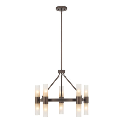Lyssna Cirkel 10-light Chandelier in Modern Bronze