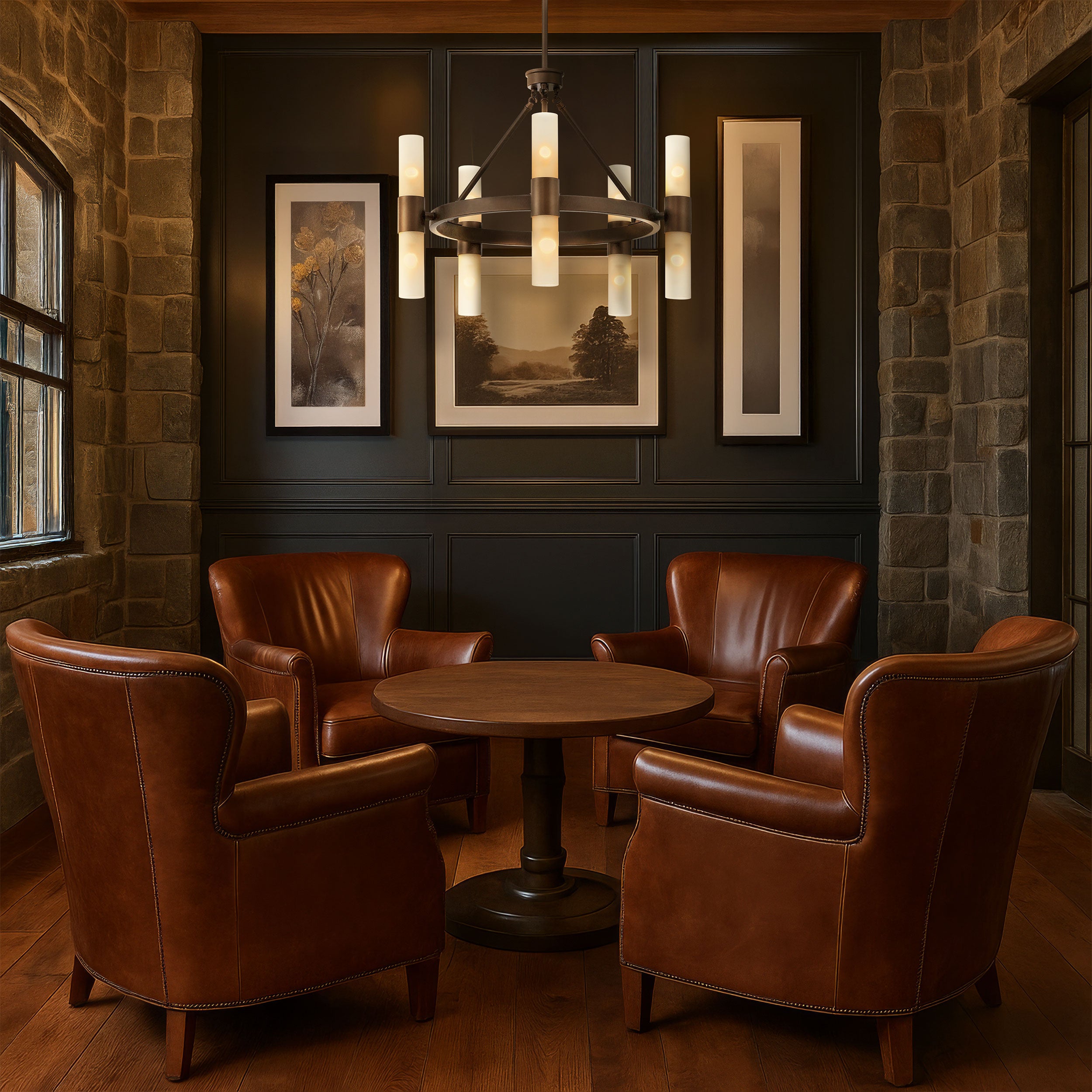 Lyssna Cirkel 10-light Chandelier in Modern Bronze