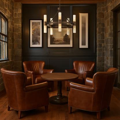 Lyssna Cirkel 10-light Chandelier in Modern Bronze