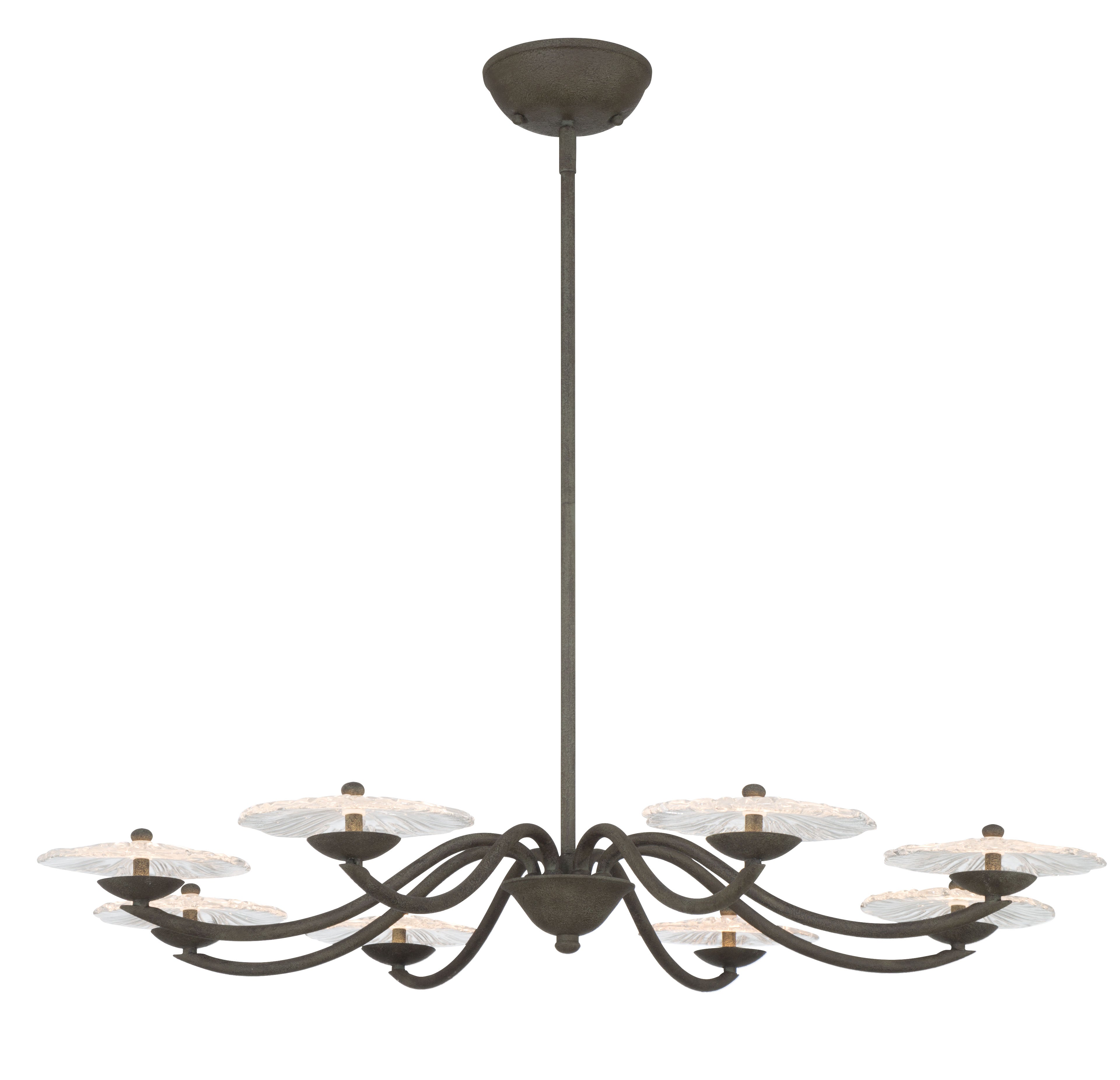Golden Lighting Coral Bloom Integrated LED 31in Chandelier in Black Slate with Pressed Clear Glass