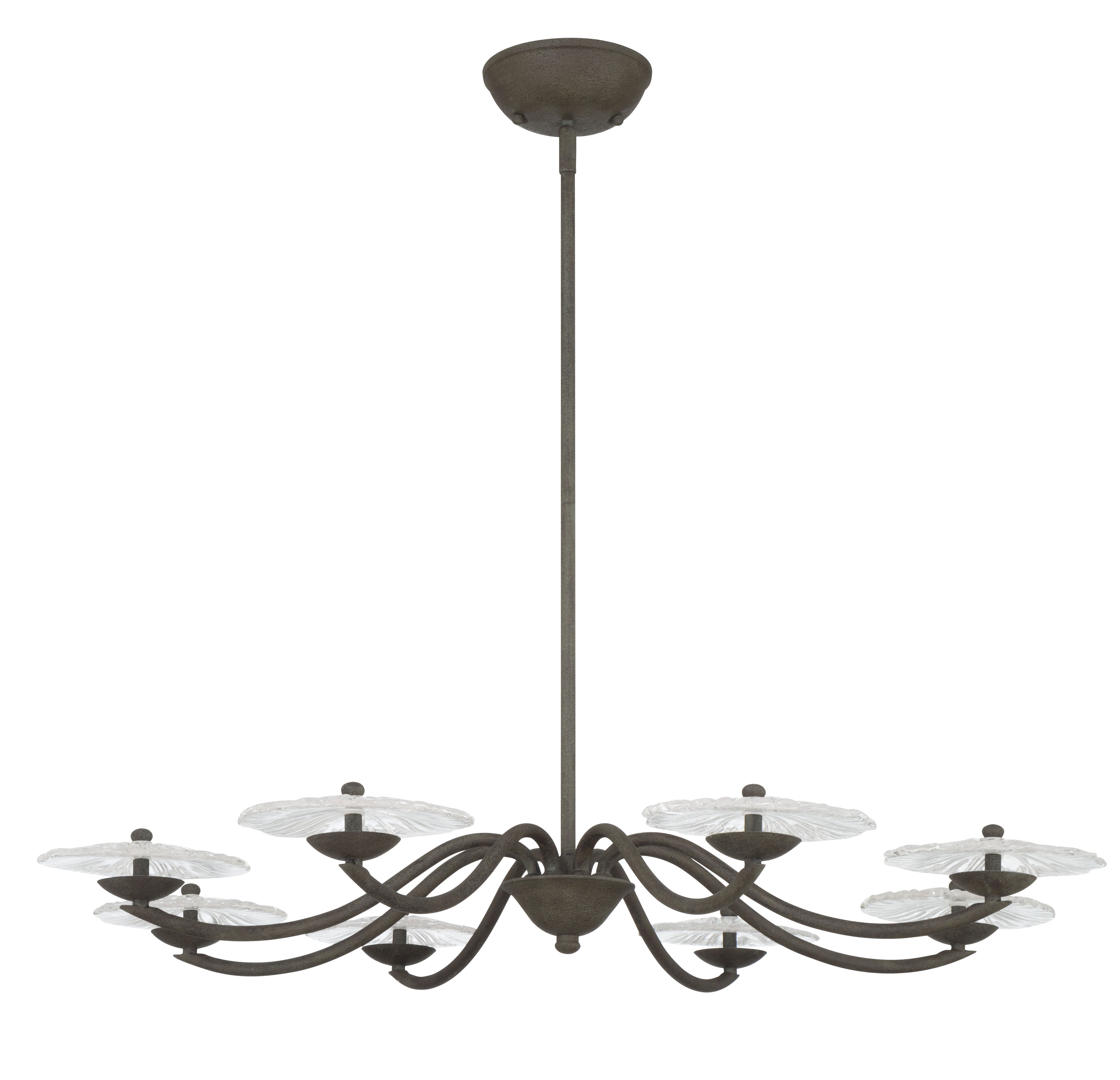 Golden Lighting Coral Bloom Integrated LED 31in Chandelier in Black Slate with Pressed Clear Glass