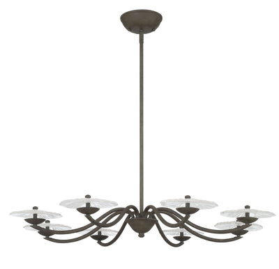 Golden Lighting Coral Bloom Integrated LED 31in Chandelier in Black Slate with Pressed Clear Glass - - Golden Lighting