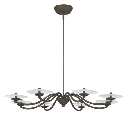 Golden Lighting Coral Bloom Integrated LED 31in Chandelier in Black Slate with Pressed Clear Glass - - Golden Lighting