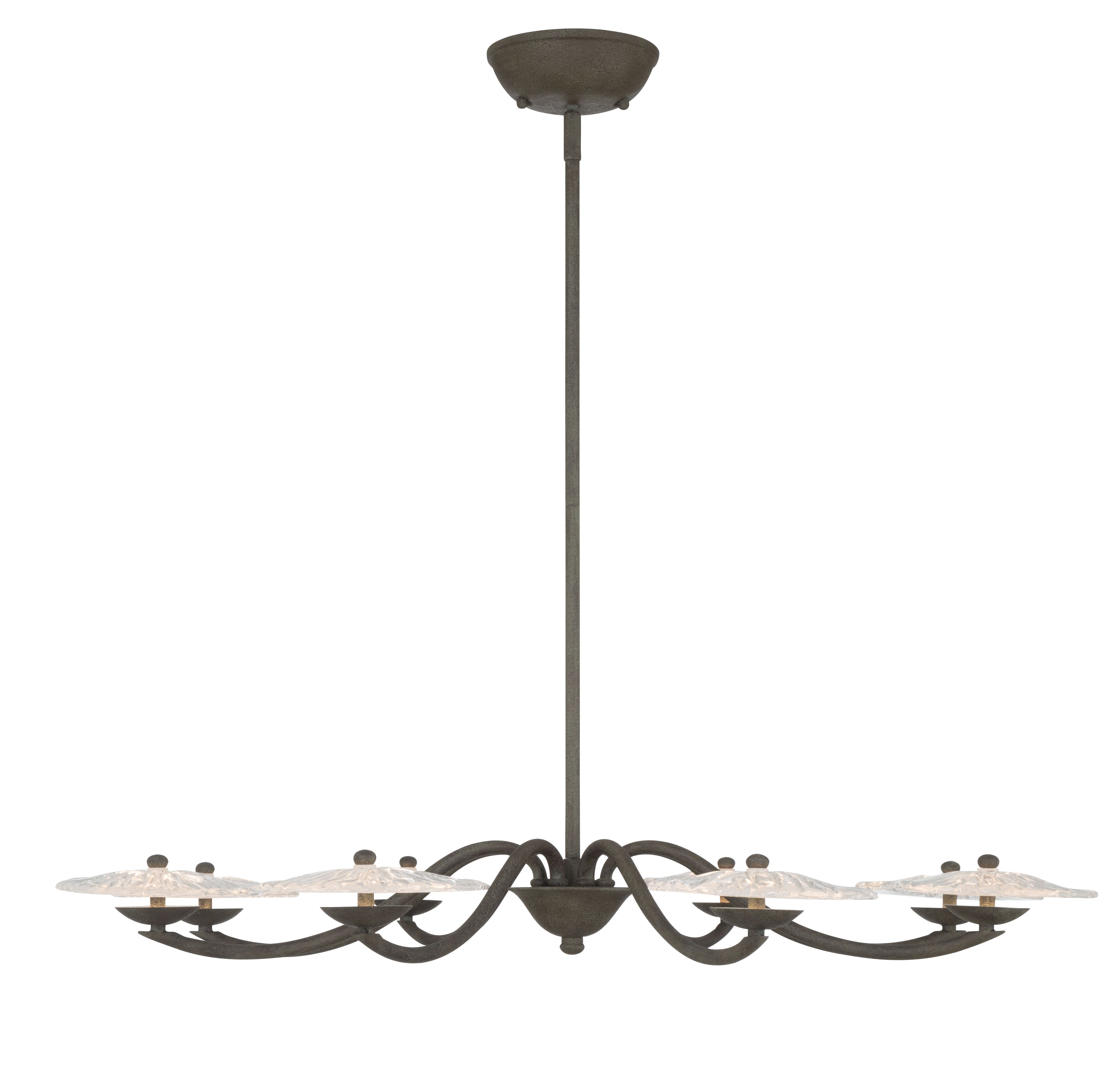Golden Lighting Coral Bloom Integrated LED 31in Chandelier in Black Slate with Pressed Clear Glass