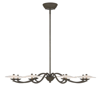 Golden Lighting Coral Bloom Integrated LED 31in Chandelier in Black Slate with Pressed Clear Glass - - Golden Lighting