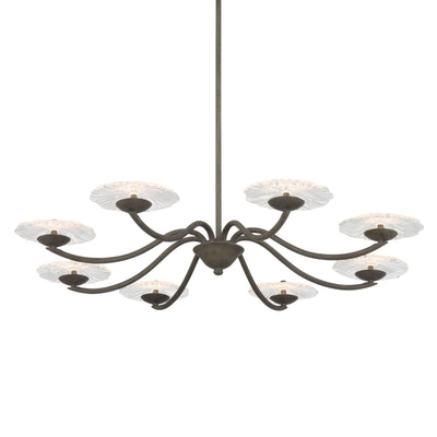 Golden Lighting Coral Bloom Integrated LED 31in Chandelier in Black Slate with Pressed Clear Glass - - Golden Lighting