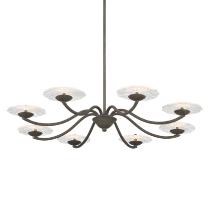 Golden Lighting Coral Bloom Integrated LED 31in Chandelier in Black Slate with Pressed Clear Glass - - Golden Lighting