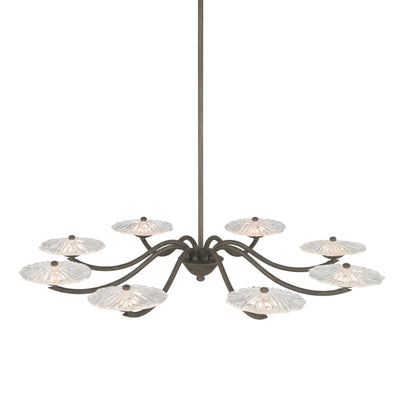 Golden Lighting Coral Bloom Integrated LED 31in Chandelier in Black Slate with Pressed Clear Glass - - Golden Lighting