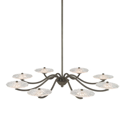 Golden Lighting Coral Bloom Integrated LED 31in Chandelier in Black Slate with Pressed Clear Glass - - Golden Lighting