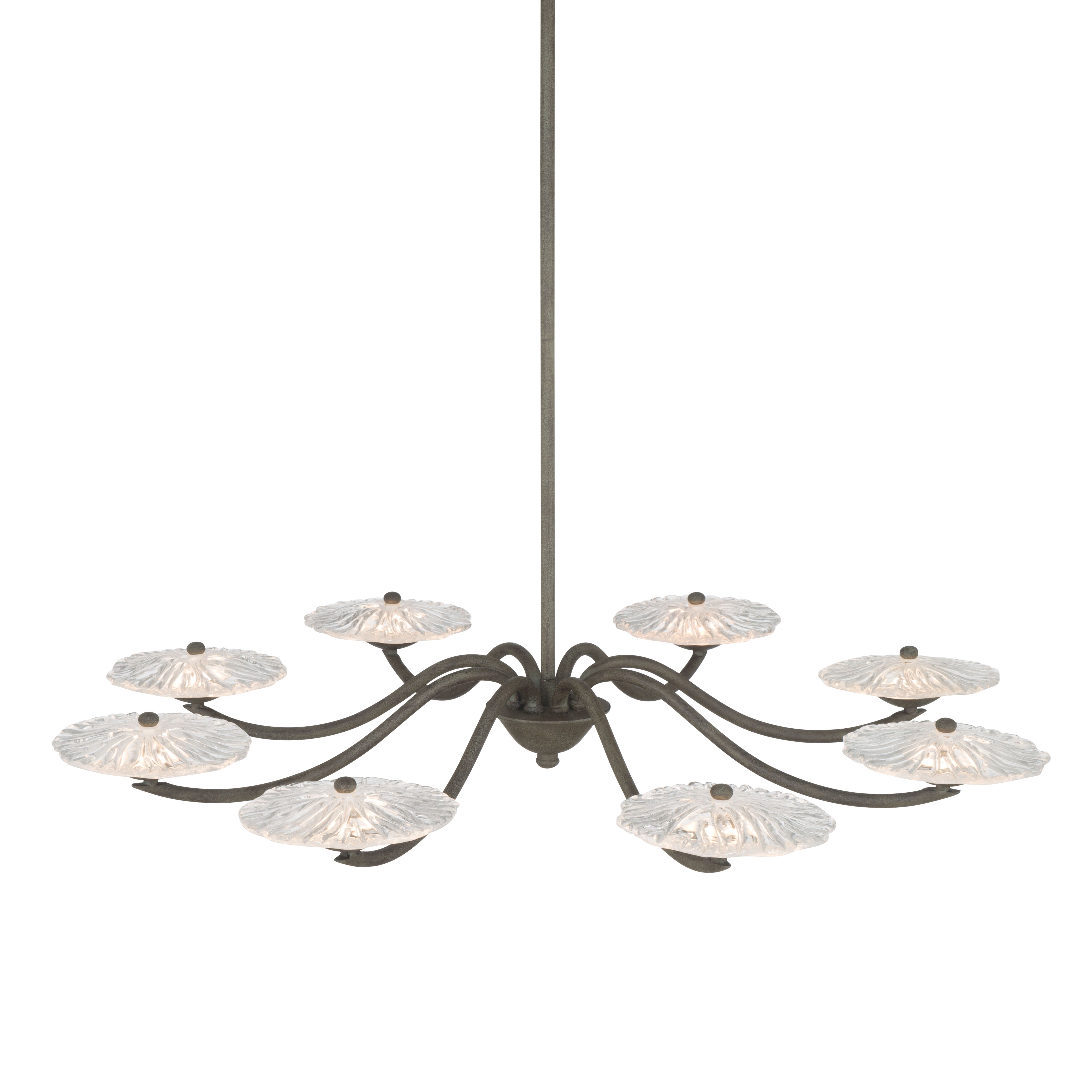 Golden Lighting Coral Bloom Integrated LED 31in Chandelier in Black Slate with Pressed Clear Glass - - Golden Lighting