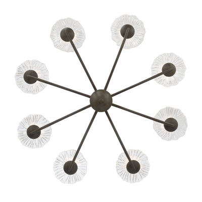 Golden Lighting Coral Bloom Integrated LED 31in Chandelier in Black Slate with Pressed Clear Glass - - Golden Lighting
